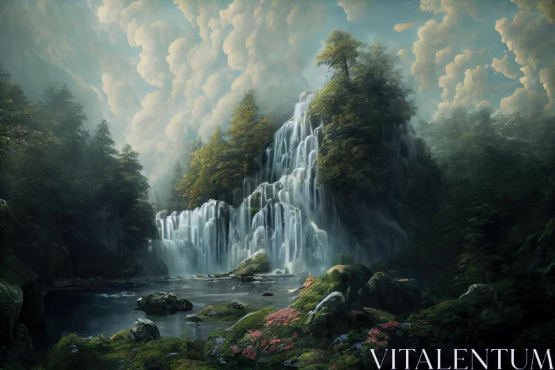 Enchanting Waterfall in a Mystical Forest - Nature Art Enchanting Waterfall in a Mystical Forest - Nature Art