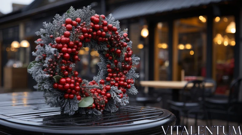 Christmas Wreath with Red Berries and Green Leaves Christmas Wreath with Red Berries and Green Leaves