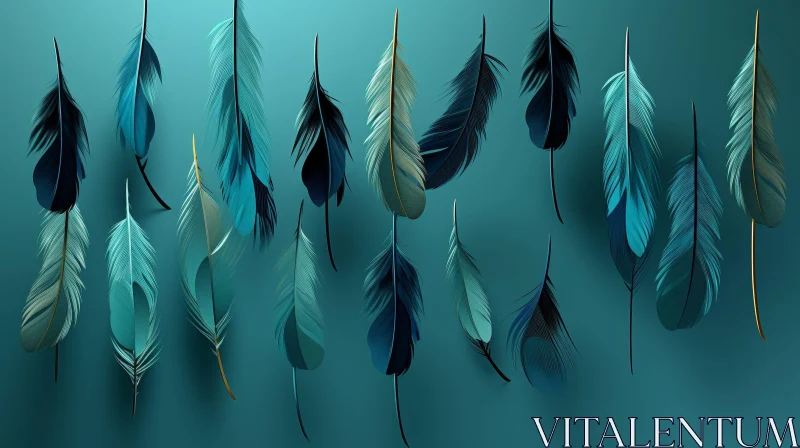 Teal Blue Feathers 3D Rendering Background Teal Blue Feathers 3D Rendering Background