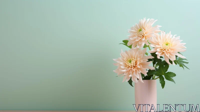 Dahlia Flowers Still Life Composition on Green Background Dahlia Flowers Still Life Composition on Green Background