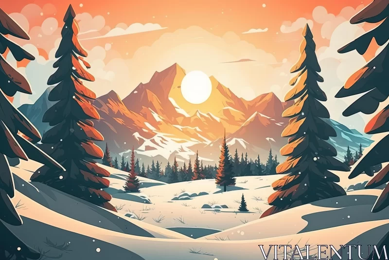 Captivating Winter Landscape Illustration | Cozy and Serene Captivating Winter Landscape Illustration | Cozy and Serene