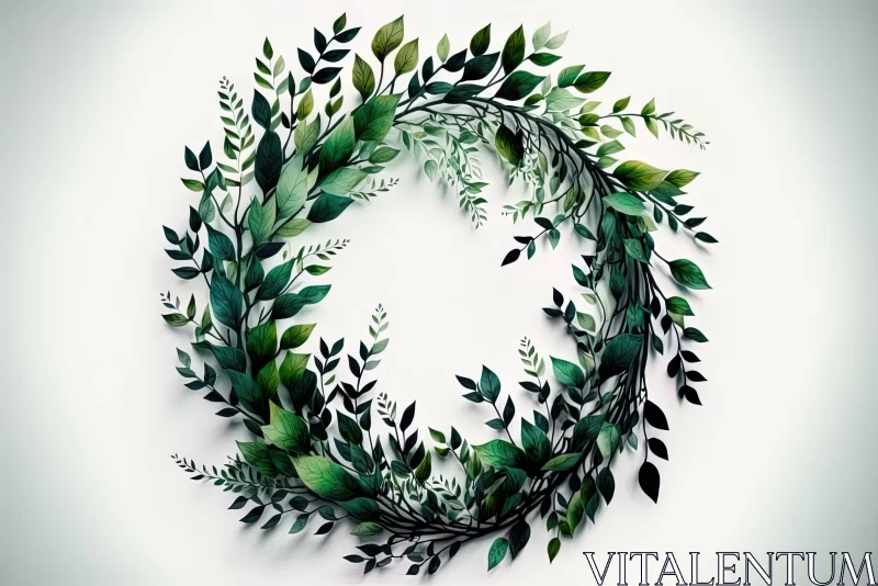 Whimsical Surrealistic Green Leaf Wreath - 3D Paper Sculptures Whimsical Surrealistic Green Leaf Wreath - 3D Paper Sculptures