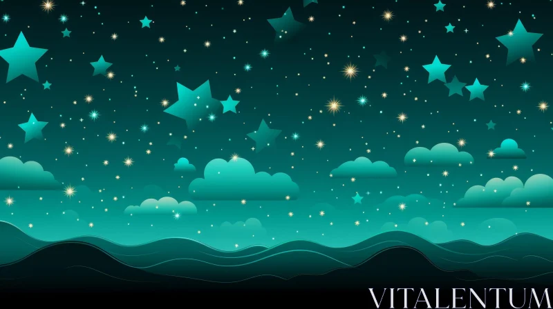 Starry Night Sky with Clouds and Mountains Starry Night Sky with Clouds and Mountains