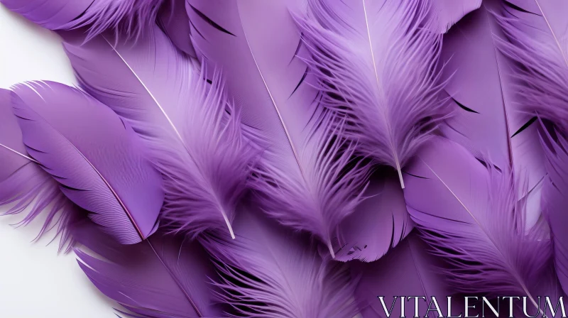 Purple Feathers Close-Up: Soft and Fluffy on White Surface Purple Feathers Close-Up: Soft and Fluffy on White Surface