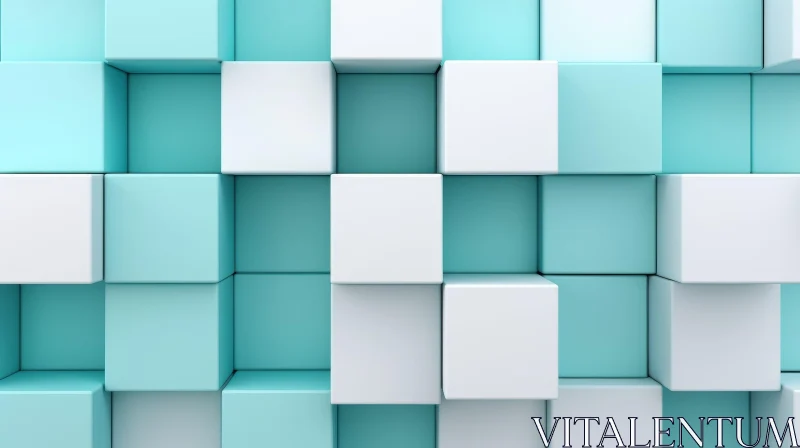 Modern 3D Cube Wall in Light Blue and White Modern 3D Cube Wall in Light Blue and White