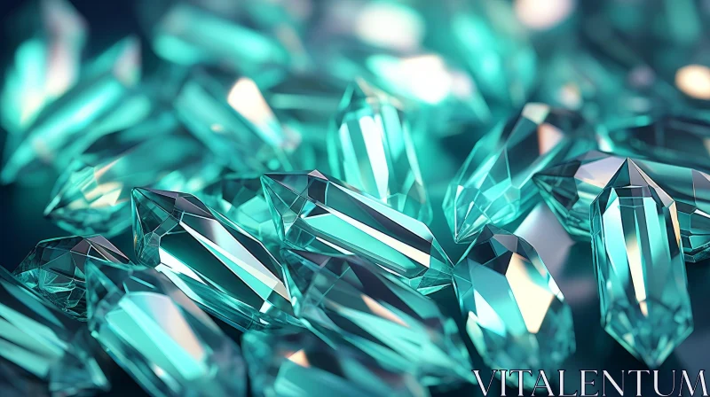 Teal Crystals Close-Up: Vivid Textures in Dark Blue Background Teal Crystals Close-Up: Vivid Textures in Dark Blue Background