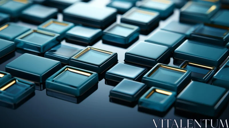 Abstract Blue and Gold 3D Geometric Cubes Abstract Blue and Gold 3D Geometric Cubes
