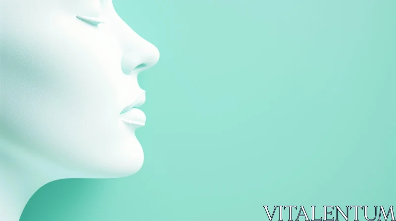 Serene Female Face in Profile on Mint Green Background Serene Female Face in Profile on Mint Green Background