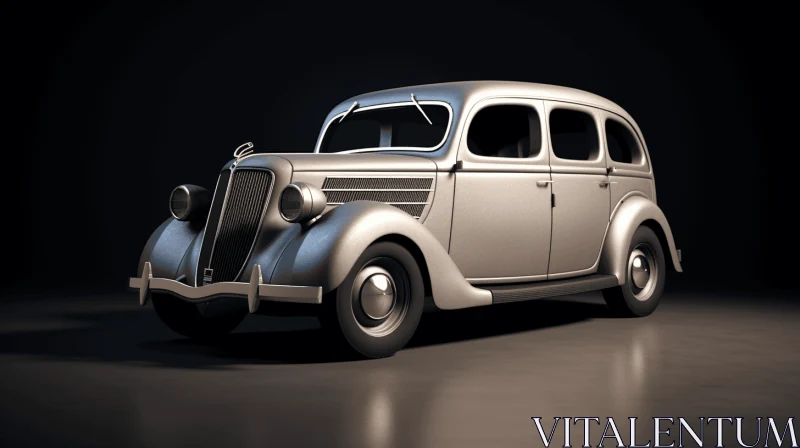 Captivating Antique Car: Meticulously Rendered in Light Silver and Light Beige Captivating Antique Car: Meticulously Rendered in Light Silver and Light Beige