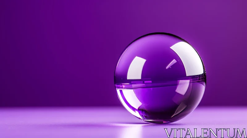Purple Glass Ball Reflection on Surface Purple Glass Ball Reflection on Surface