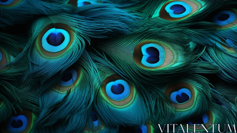 Peacock Feathers Close-up in Blue-Green with Iridescent Highlights Peacock Feathers Close-up in Blue-Green with Iridescent Highlights