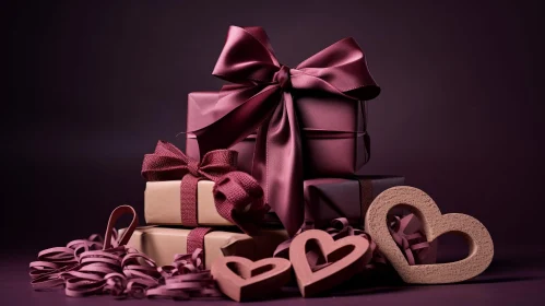 Purple Gift Stack with Bow on Background | Stock Photo Purple Gift Stack with Bow on Background | Stock Photo