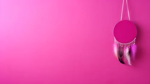 Enchanting Pink Dreamcatcher on Serene Background Enchanting Pink Dreamcatcher on Serene Background