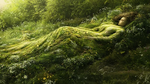 Sleeping Woman in Green Landscape Sleeping Woman in Green Landscape