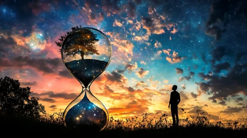 Surreal Hourglass with Tree and Stars Surreal Hourglass with Tree and Stars