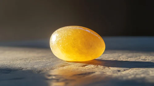 Golden Stone Egg on Surface Golden Stone Egg on Surface