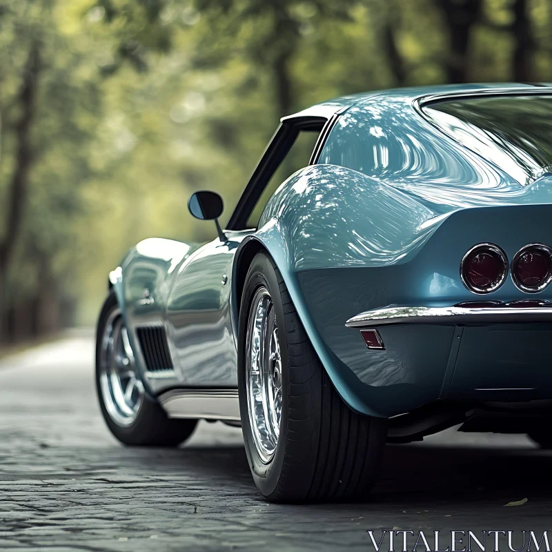Classic Automobile in Serene Forest Setting Classic Automobile in Serene Forest Setting