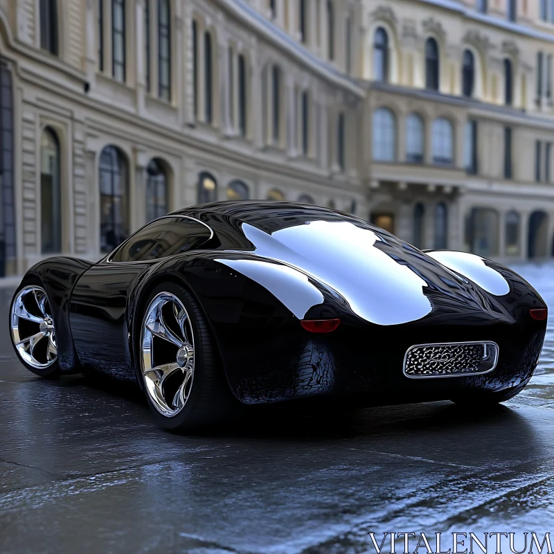 Modern Black Car Against Classic Architecture Modern Black Car Against Classic Architecture