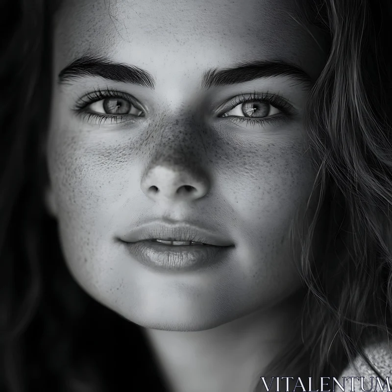 Monochrome Close-up Portrait of a Woman Monochrome Close-up Portrait of a Woman