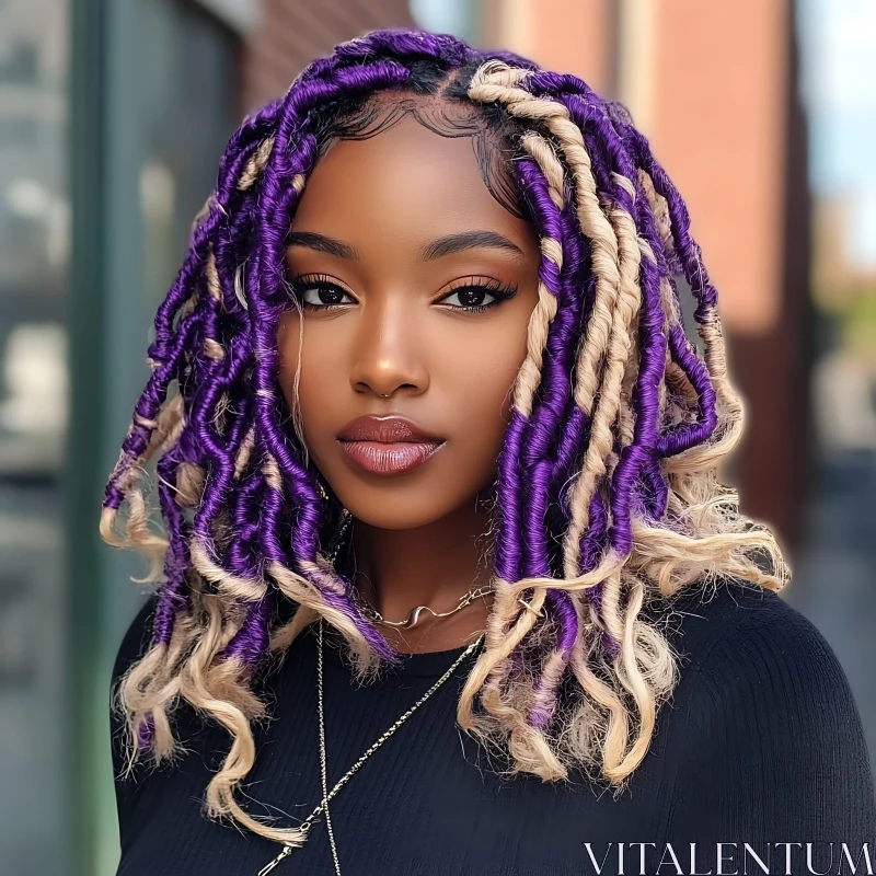 Stylish Braids in Purple and Platinum Blonde Stylish Braids in Purple and Platinum Blonde