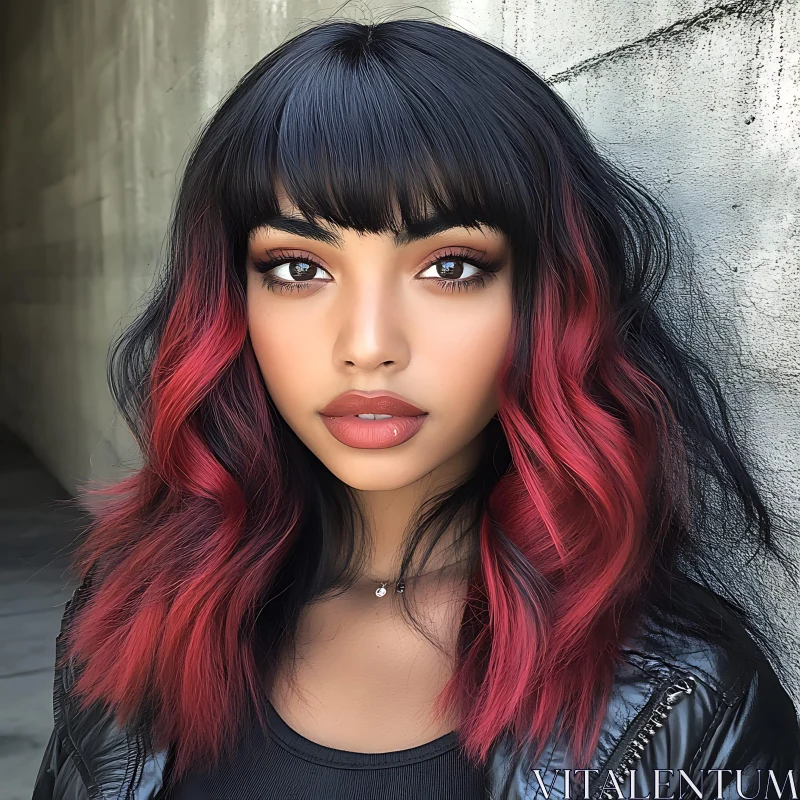 Stylish Women's Portrait with Dual-Toned Hair Stylish Women's Portrait with Dual-Toned Hair